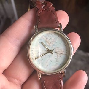 “Map” brown leather watch